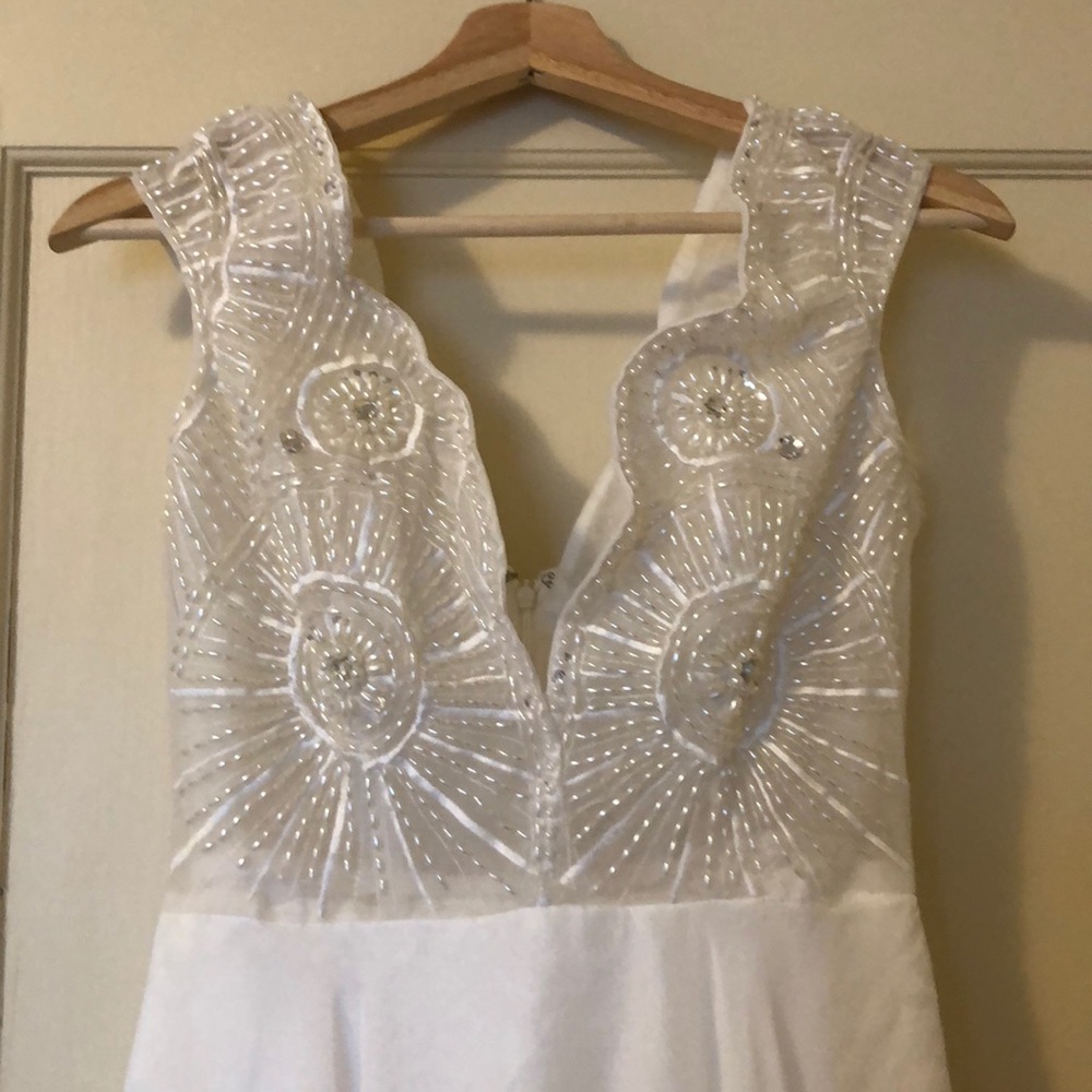 White beaded wedding/rehearsal dress